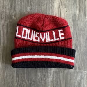 Vintage University Of Louisville Cardinals Beanie 1990s Black Red Striped